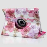 Ctech Stylish Lucky Flowers Case With 360 degrees Rotating Swivel Stand-Pink